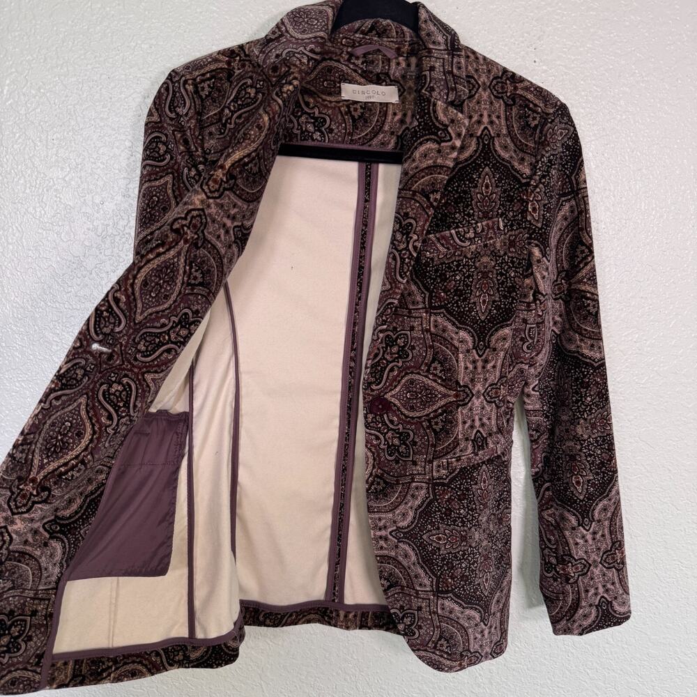 Circolo 1901 Blazer Jacket Women 40 IT Velvet Paisley Floral Preppy Classic 4 US - Picture 3 of 14